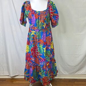 Tropical Floral Midi Dress